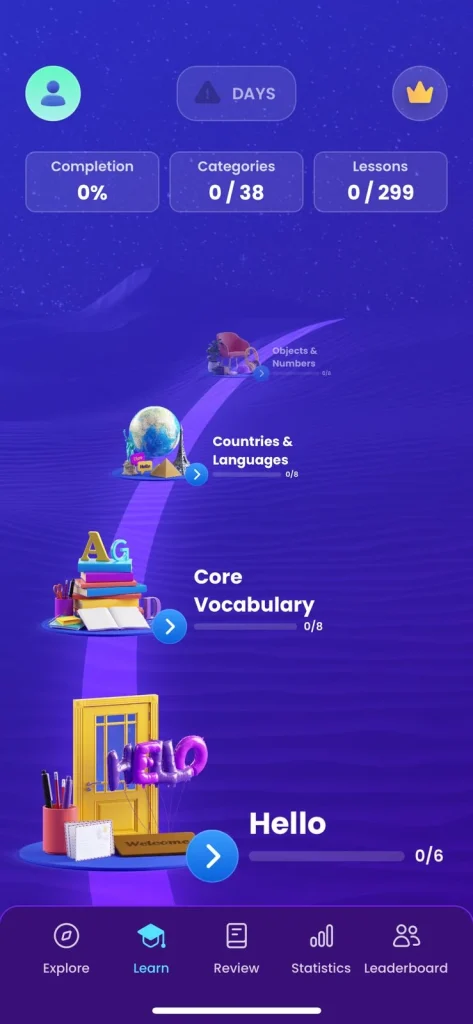 screenshot of mondly app